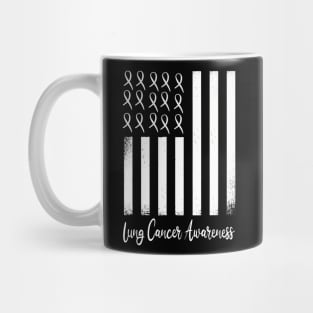 Cute USA Flag White Ribbon Lung Cancer Awareness Product Mug